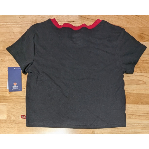 Dickies Racing Black Crew Neck Short Sleeve Tee Retro Crop Top T-shirt Juniors L - Picture 4 of 8